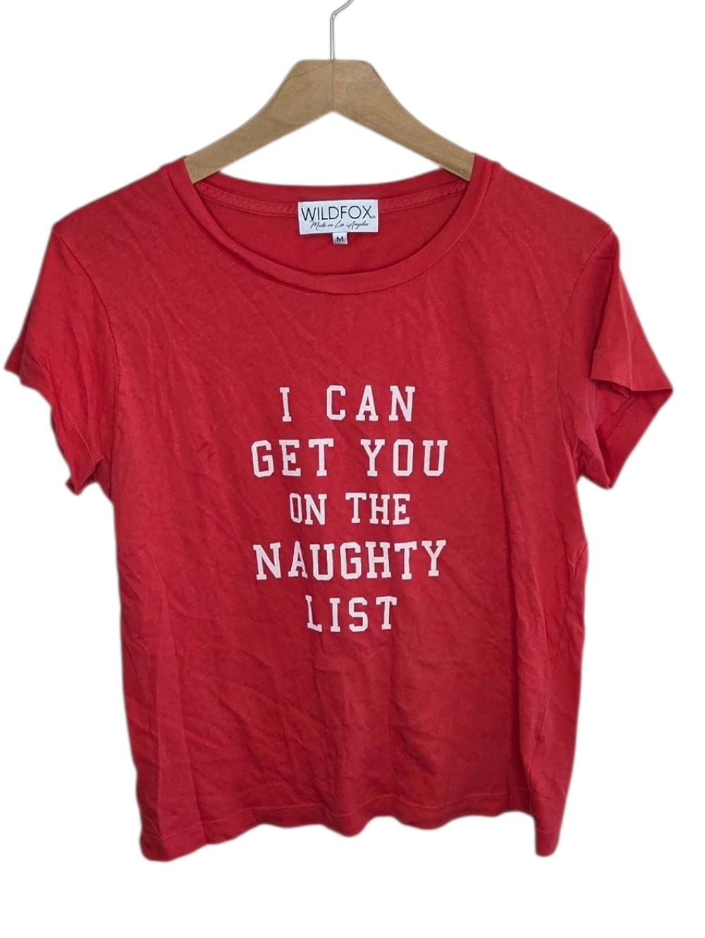 Wildfox Red Short Sleeve I Can Get You On The Naughty List Graphic Tee Sz Medium